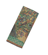 Beige Handloom Tussar Silk Saree With Hand Painted Kalamkari Motifs-TU2846