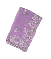 Purple Woven Blended Tissue Saree With Embroidered Floral Motifs