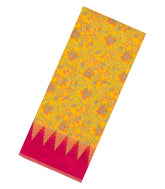 Yellow Printed Synthetics Dola Tissue Body With Temple Border -BL5228