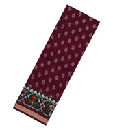 Crimson Printed Chanderi Cotton Saree With Zari Border-BL5498