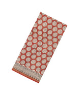 Rust Printed Chanderi Cotton Saree With Floral Motifs-CC1769