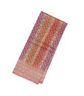 Dusty Pink Handloom Banarasi Organza Silk Saree With Floral Stripes-BE1586