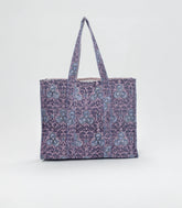 Dusty Pink Bagru Printed Handmade Cotton Quilted Tote Bag-ACS1029