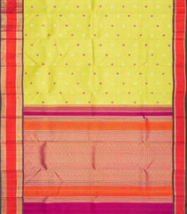 Greenish Yellow Handloom Kuyil Kan Korvai Silk Saree With Contrast Border-KA12630