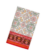 White Handloom Ikat Silk Sarees With Tie & Dye Floral Motifs-IK0414