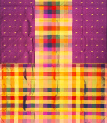 Multicolour Checks Handloom Natural Dyed Muppagam Silk Saree -KA12628