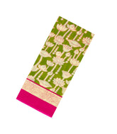 Light Green Printed Jaipur Cotton Saree With Pichwai Motifs-JC1910