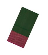Bottle Green Handloom Soft Silk Saree With Checks & Contrast Border-SO4596
