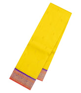 Lemon Yellow Handloom Korvai Kanchipuram Silk Saree With Buttas-KA15425