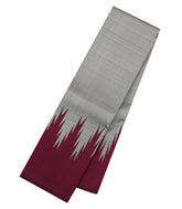Grey Handloom Korvai Kanchipuram Silk Saree With Contrast Silk Temple Border-KA16835