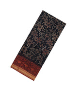 Black Printed Chanderi Cotton Saree With Zari Border-CC1647