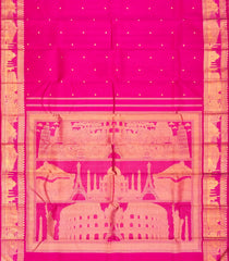 Hot Pink Handloom Seven Wonders Silk Saree With 7 Wonders In Border & Pallu-KA13121
