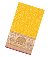 Yellow Handloom Kanchipuram Bridal Silk Saree With Contrast Meena Border-KA16280