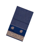 Dark Blue Handloom Silk Cotton Saree With Checks & Buttas-SC4240