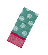 Aquamarine Printed Synthetic Dola Silk Saree With Zari Border-BL5046