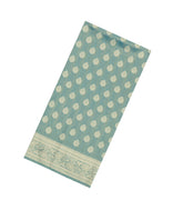 Turquoise Woven Art Tissue Dupion Saree With Floral Zari Buttas-BL5881