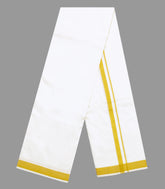 White Handloom Pure Silk 9 Yards Dhoti With 5 Yards Angavasthram-CD1542
