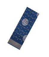 Navy Blue Printed Synthetic Dola Silk Saree With Zari Stripes & Border Motifs-SY0341