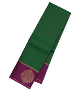 Bottle Green Handloom Kanchipuram Silk Saree With Dotted Stripes
