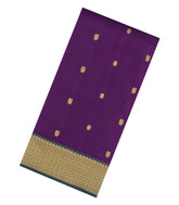 Dark Purple Handloom Kanchipuram 9 Yards Silk Saree With Buttas-KA15387