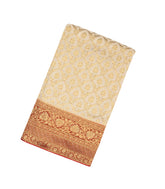 Taupe Woven Banaras Khadi Georgette Saree With Floral Jaal Motifs-BE1240