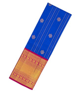 Blue Handloom Silk Korvai Kanchipuram Pattu Pavadi Material-PM2071