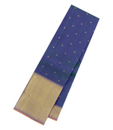 Blue Handloom Kanchipuram Silk Saree With Buttas & Zari Border-KA15699
