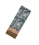 Blue Printed Kalamkari Cotton Saree With Zari Border-KAL1221