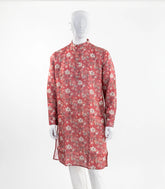 Dark Pink Mid Length Kurta with floral print -EW1094