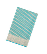 Turquoise Handloom Banarasi Tissue Silk Saree With Floral Motifs-BE1833
