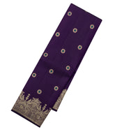 Dark Purple Handloom Kanchipuram Silk Saree With Meena Buttas - KA14616