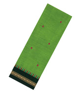Leafy Green Woven Chettinad Cotton Saree With Buttas & Contrast Border-CN1836