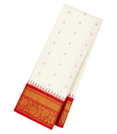 White Handloom Gadwal SICO Saree With Cotton Body & Silk Border-GA0328