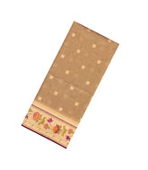 Taupe Woven Dupion Silk Saree With Buttas & Meena Borders-DS0583