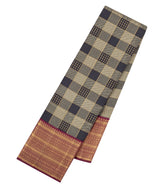 Black Handloom Korvai Kanchipuram Silk Saree With Beige Checks & Buttas-KA16695