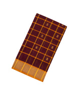 Maroon Handloom Silk Cotton Saree With Checks & Buttas-SC3816