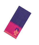 Violet Woven Tussar Silk Saree With Checks & Contrast Border-TU3247