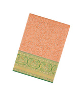 Peach Handloom Kanchipuram Tissue Silk Saree With Meena Floral Motifs-KA13516