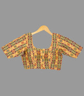Yellow U-Neck Festive Blouse