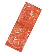 Rust Woven Silk Saree With Printed Floral Motifs-PS0576