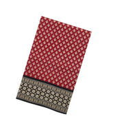Crimson Printed Jaipur Cotton Saree With Floral Motifs & Contrast Border-JC1738