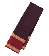 Dark Maroon Handloom Kanchipuram Silk Saree With Zari Buttas-KA15177