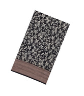 Black Printed Chanderi Cotton Saree With Bird Motifs & Sequin Work-CC1432