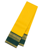 Lemon Yellow Handloom Korvai Kanchipuram Silk Saree With Green Zari Border-KA16843