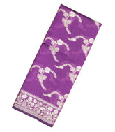 Purple Woven Dupion Silk Saree With Floral Motifs-DS0502
