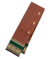 Rust Handloom Kanchipuram Silk Saree With Gandaberunda Buttas-KA15666