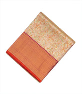Beige Handloom Kanchipuram Tissue Silk Saree With Meenakari Floral Motifs