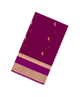 Magenta Handloom Silk Cotton Saree With Parrot Buttas-SC3949