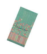 Aquamarine Printed Synthetic Tussar Silk Saree With Contrast Border-SY0143