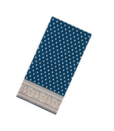 Navy Blue Woven Blended Satin Saree With Floral Zari Motifs-BL6010